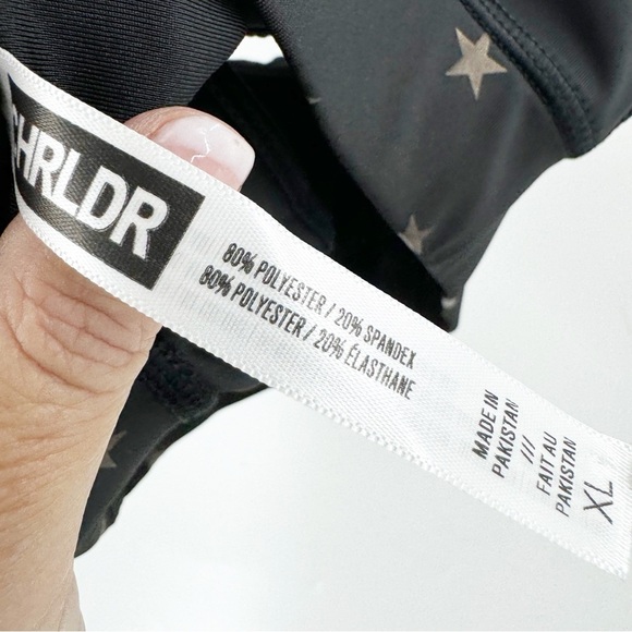 ✅ CHRLDR Sports Bra Allover Scattered Stars X-Large Black Gold Spaghetti Straps - Picture 8 of 9